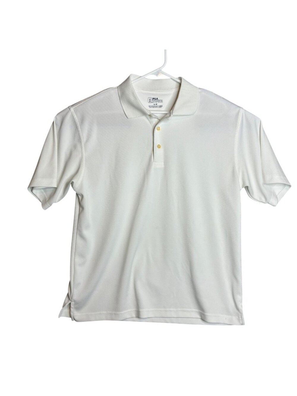 PPG Tour White Golf Polo Shirt Mens Large L Short Sleeve 100% Polyester Athletic